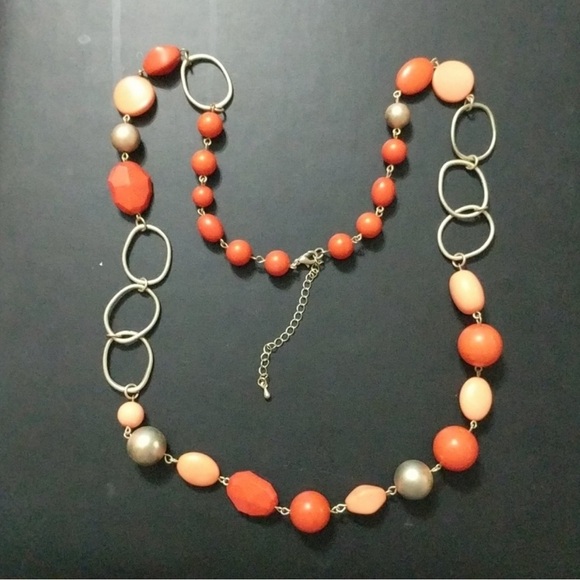 Accessories - Orange and gold statement necklace‎